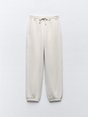 NWT Zara Joggers Sweatpants in Cream White